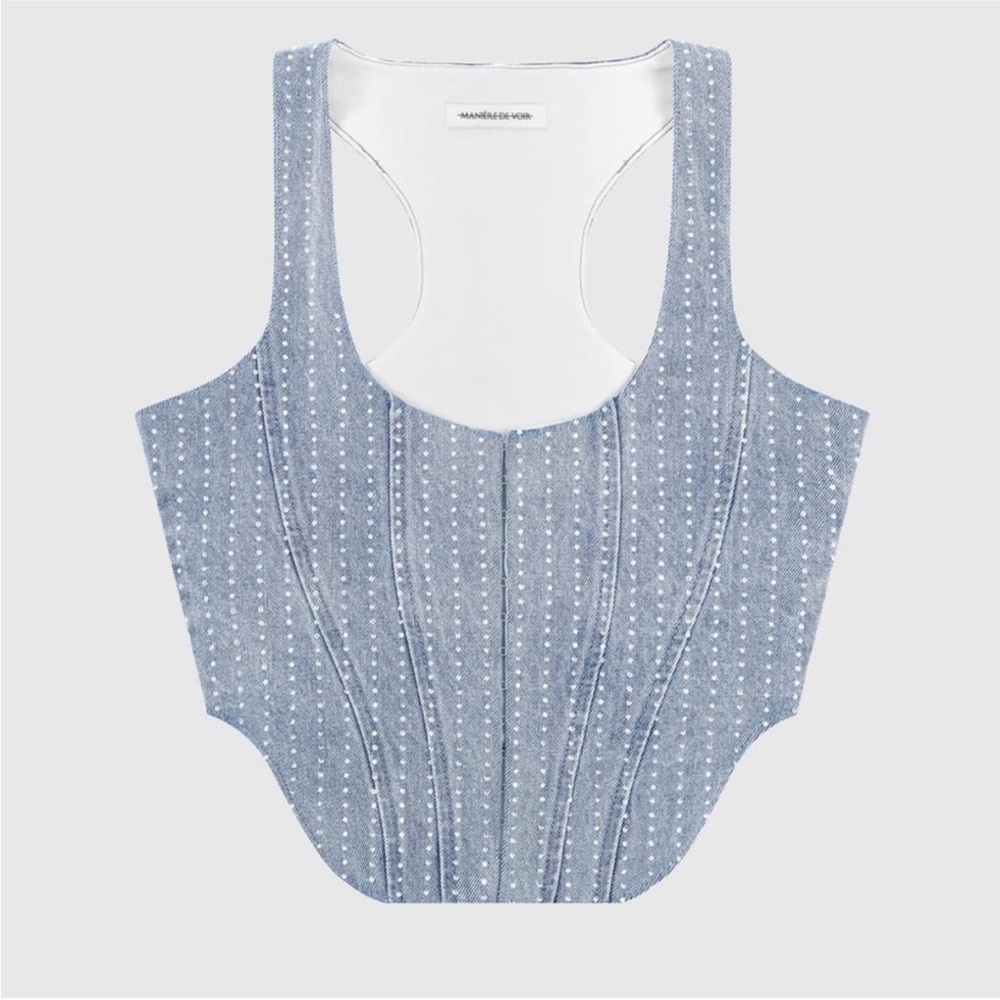 Handmade Light Blue Denim Corset
